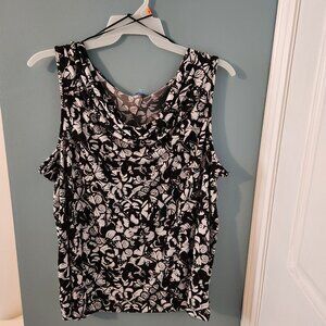 Women's Black and White Sleeveless Blouse, Cowl Neck, Size 2x, Penmans